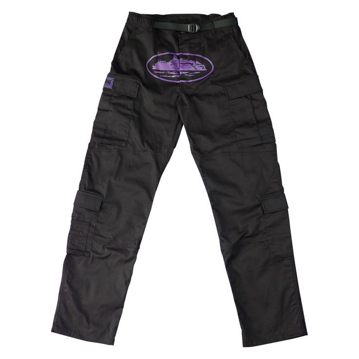 Corteiz Guerillaz Cargo Trousers Black/Purple