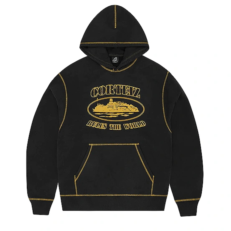 Corteiz Alcatraz Contrast Black/Yellow Hoodie