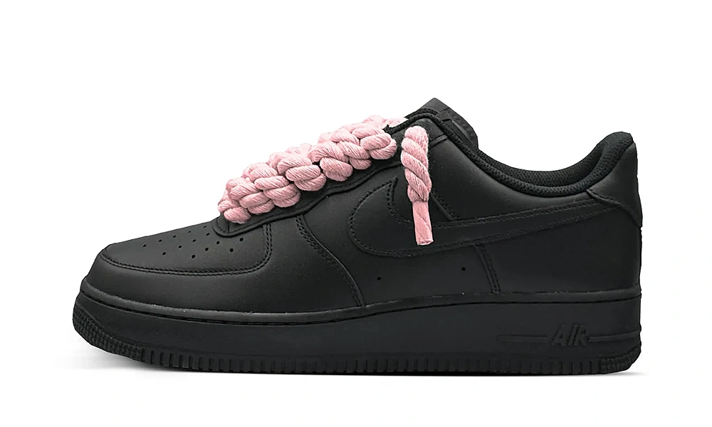 Nike Air Force 1 Low Black Rope Laces Pink Black