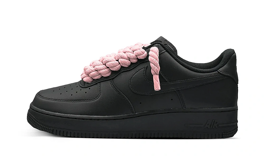 Nike Air Force 1 Low Black Rope Laces Pink Black