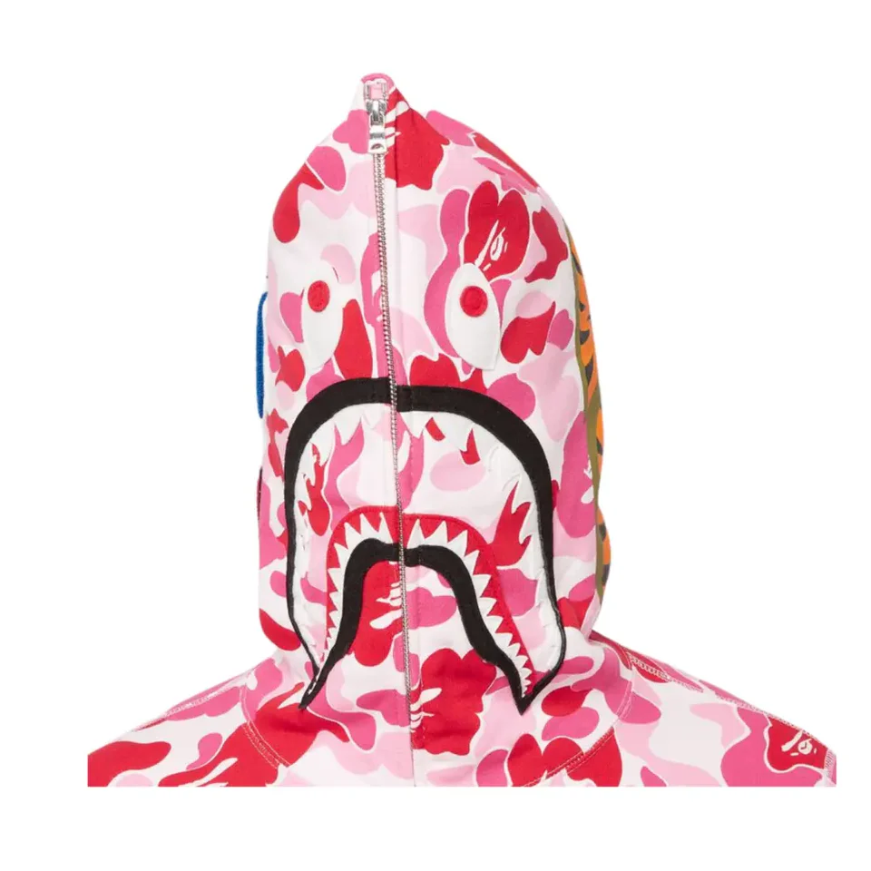BAPE ABC Camo Shark PONR Full Zip Hoodie Pink