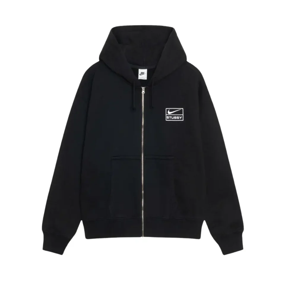 Stussy x Nike Stone Washed Fleece Zip Hoodie (FW25) Black
