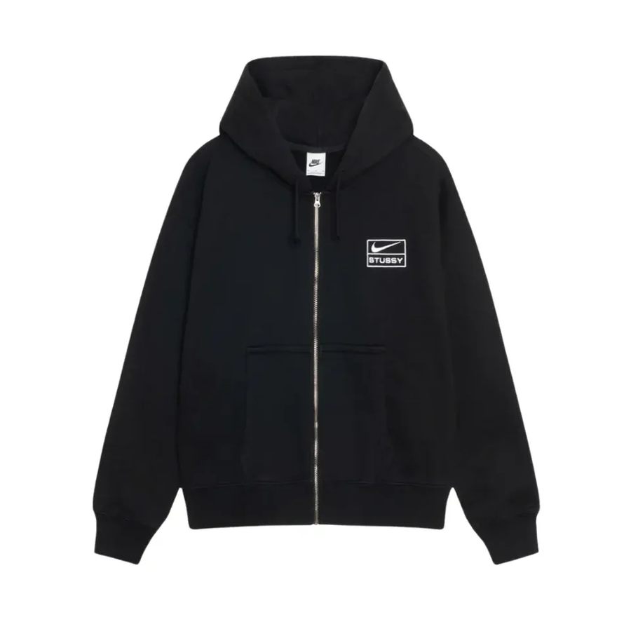 Stussy x Nike Stone Washed Fleece Zip Hoodie (FW25) Black