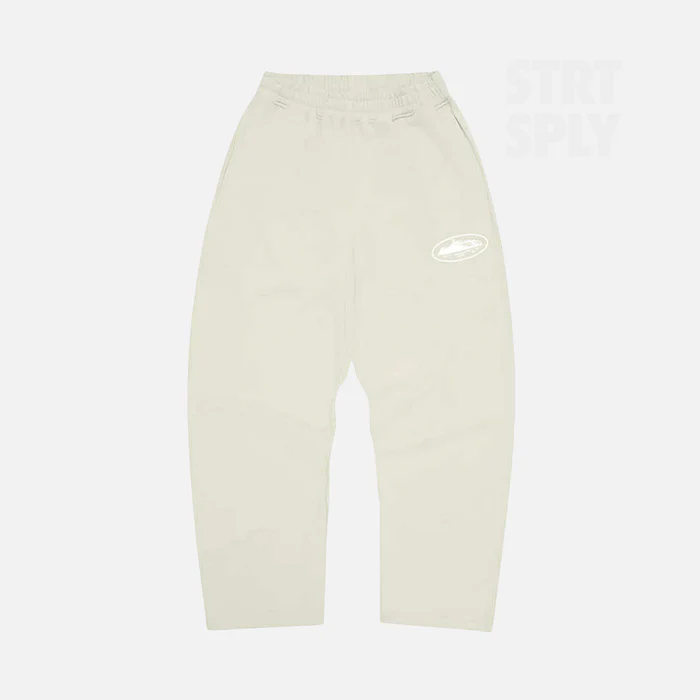 Corteiz RTW Island Puff Print Open Hem Trousers White