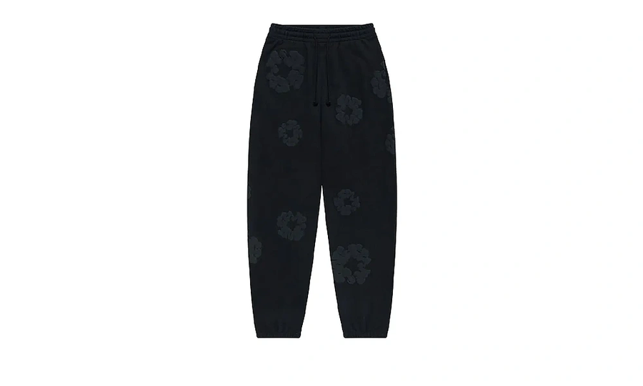 Denim Tears Cotton Wreath Black Monochrome Sweatpants