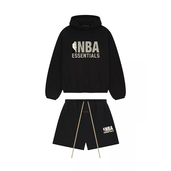 Essentials NBA Black Hoodie + Shorts Set