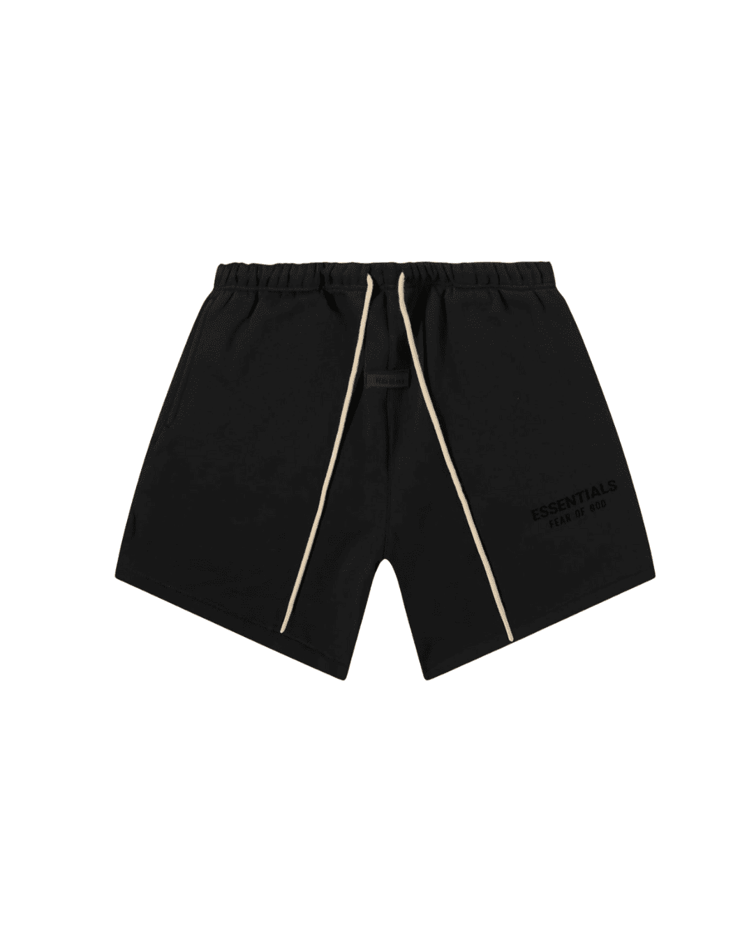 ESSENTIALS CREAM DRAWSTRING SHORTS JET BLACK