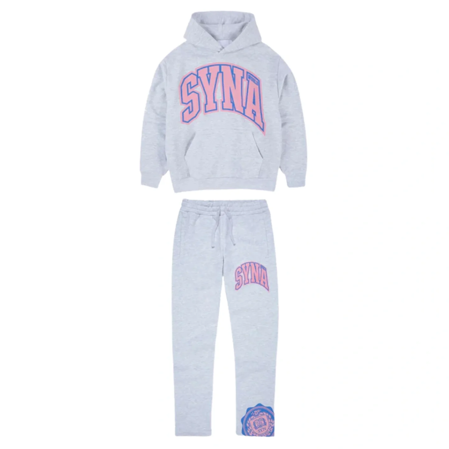 SynaWorld College Tracksuit Set - Grey/Pink