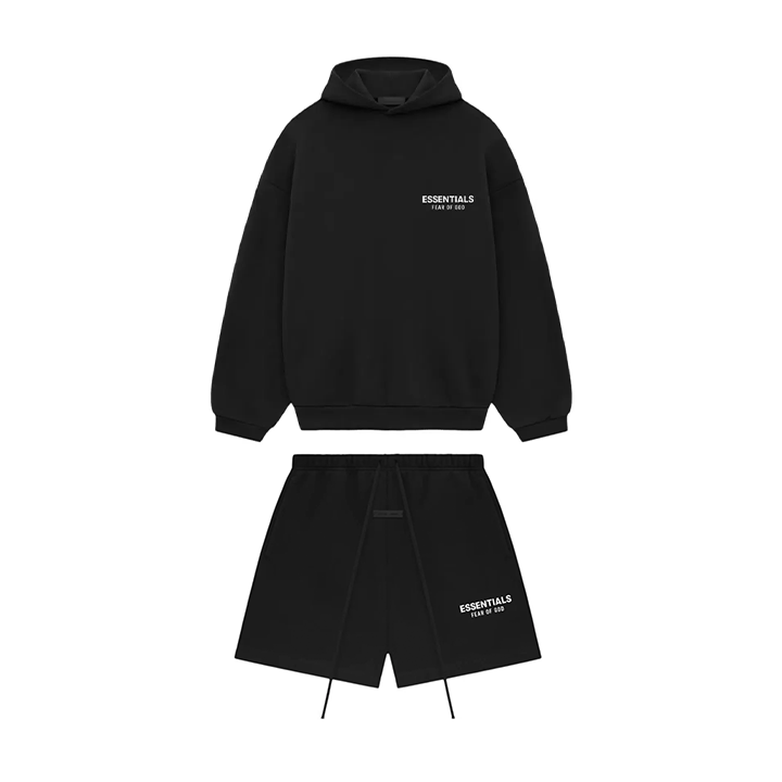 Essentials Black/White Sweatshirt + Shorts Set