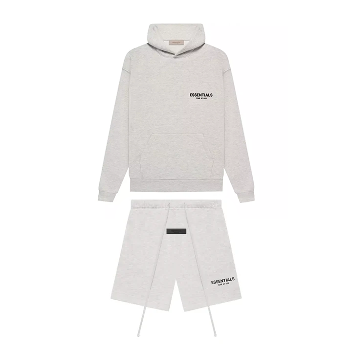 Essentials Light Oatmeal Hoodie + Shorts Set