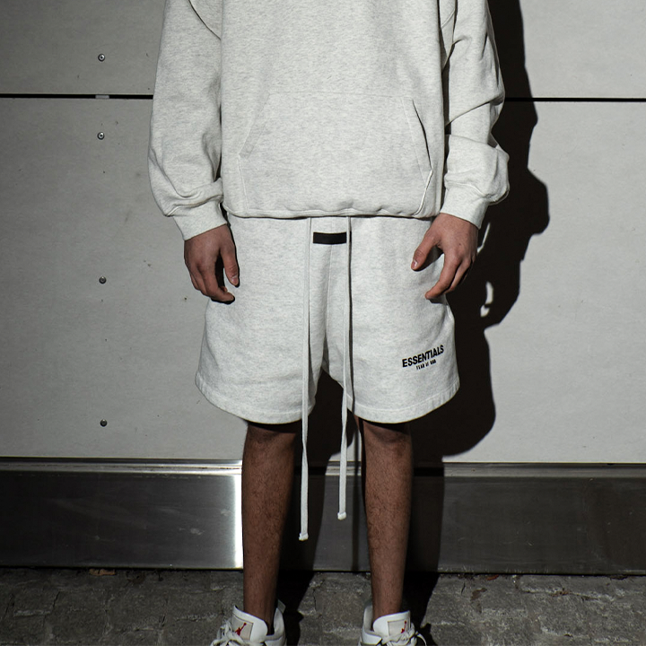 Essentials Light Oatmeal Hoodie + Shorts Set