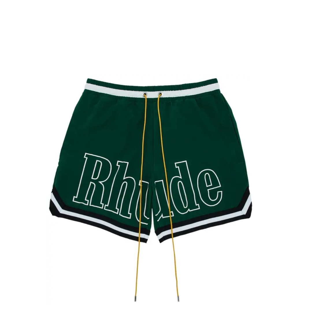 Rhude Logo Basketball Swim Shorts 'Forest Green/Black/White'