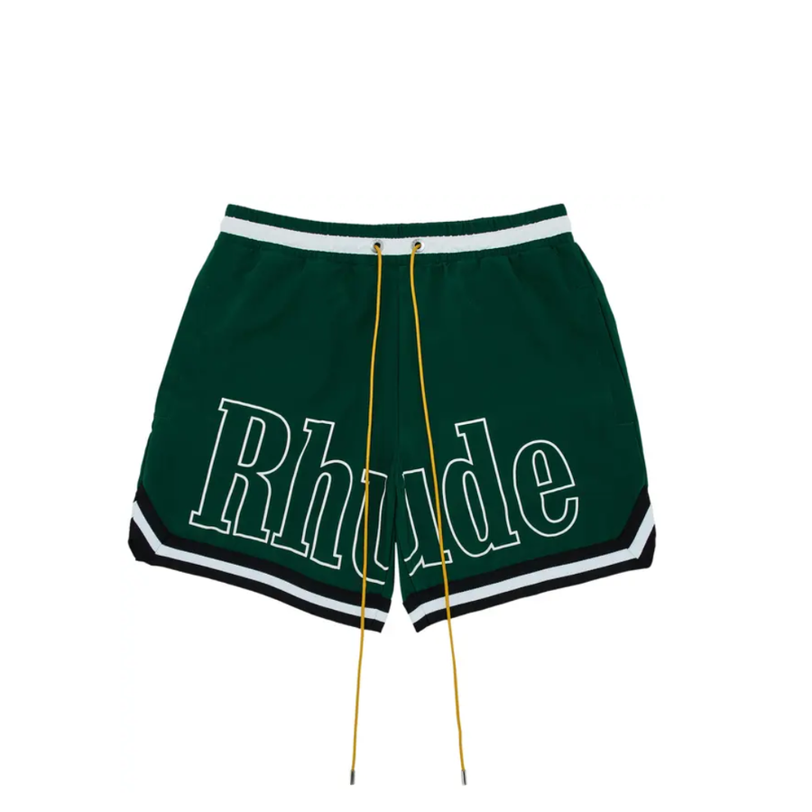 Rhude Logo Basketball Swim Shorts 'Forest Green/Black/White'