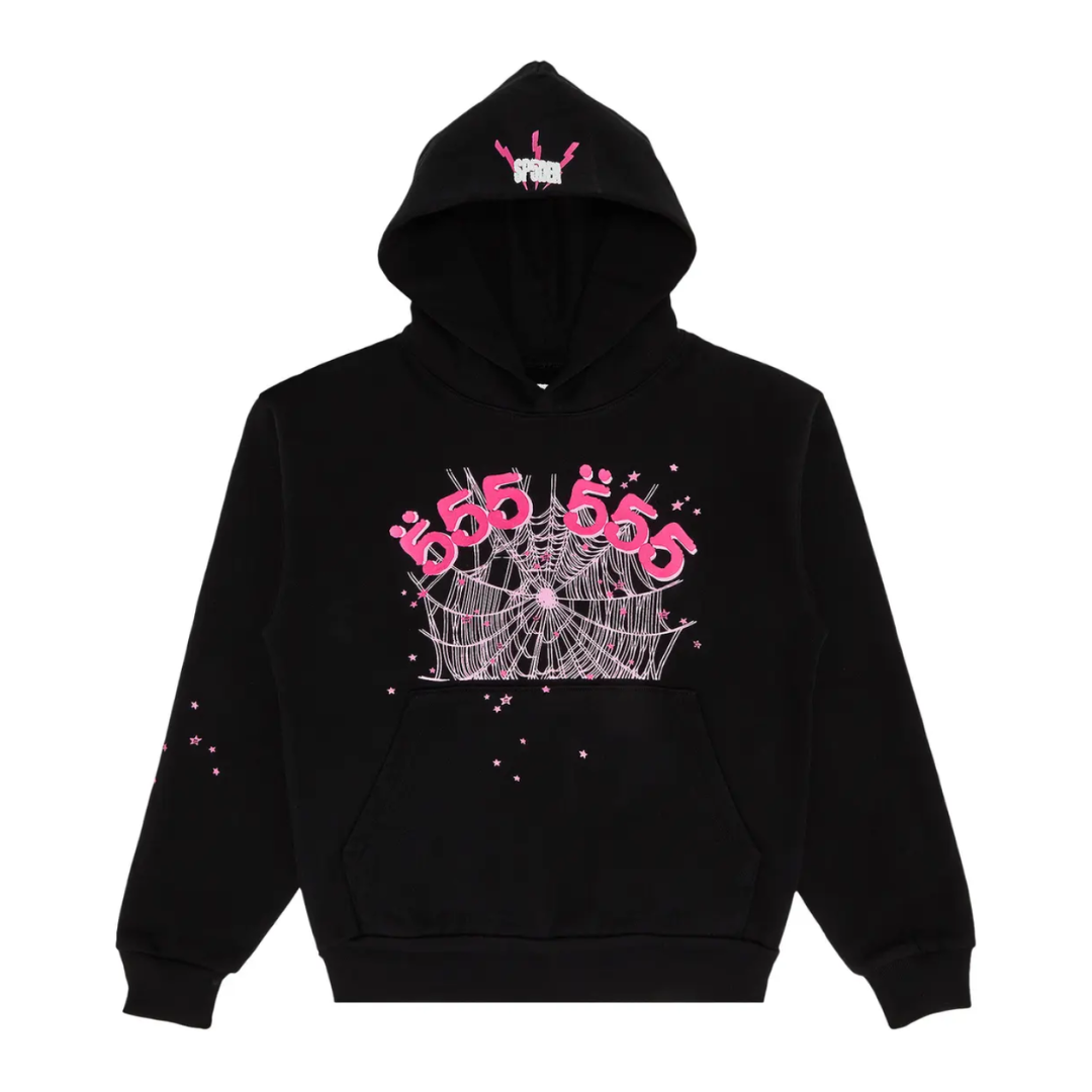 Sp5der Angel Number Hoodie Black