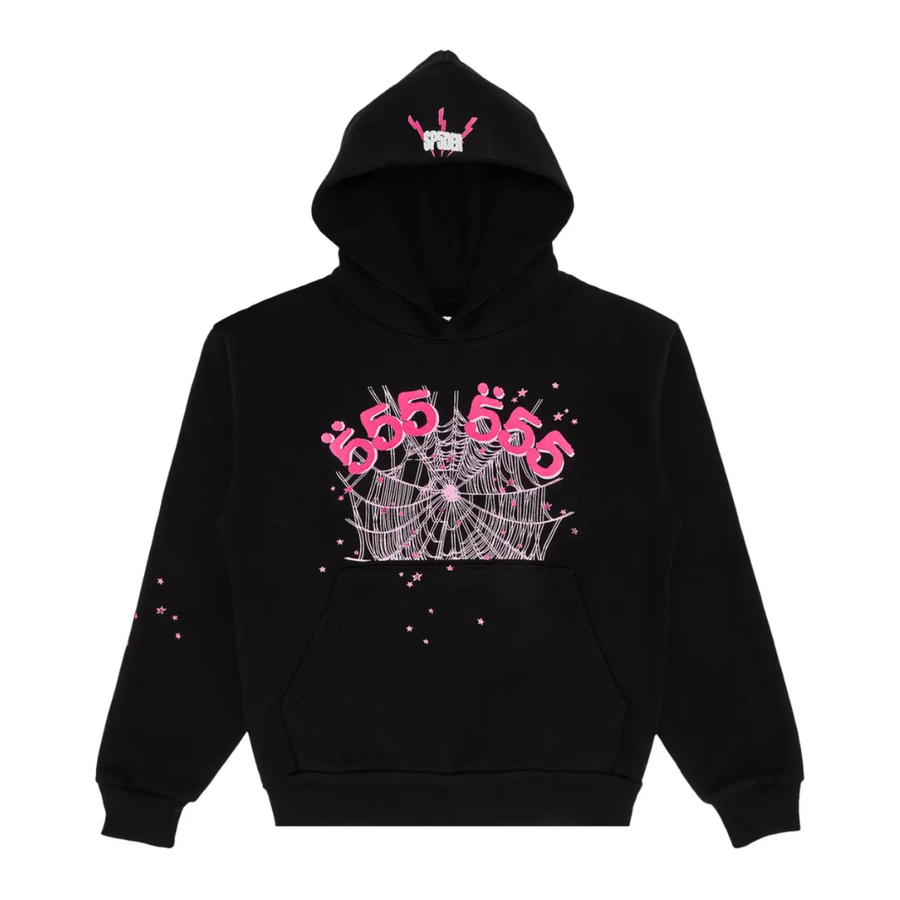 Sp5der Angel Number Hoodie Black