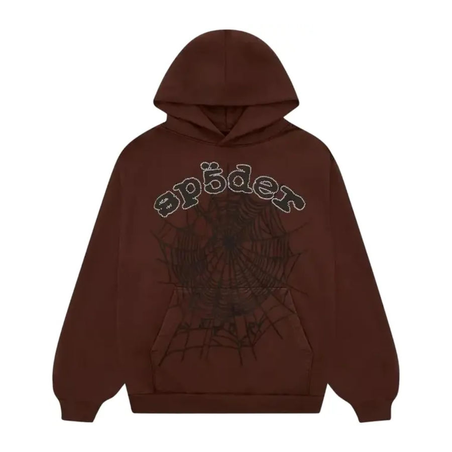 Sp5der x Travis Scott ComplexCon Exclusive Rhinestone Web Hoodie 'Brown'