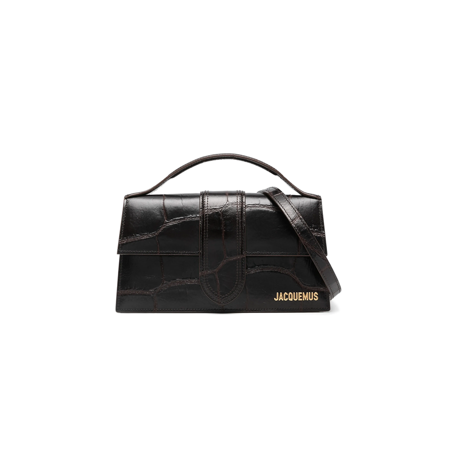 Jacquemus The Large Bambino Croco Black Bag