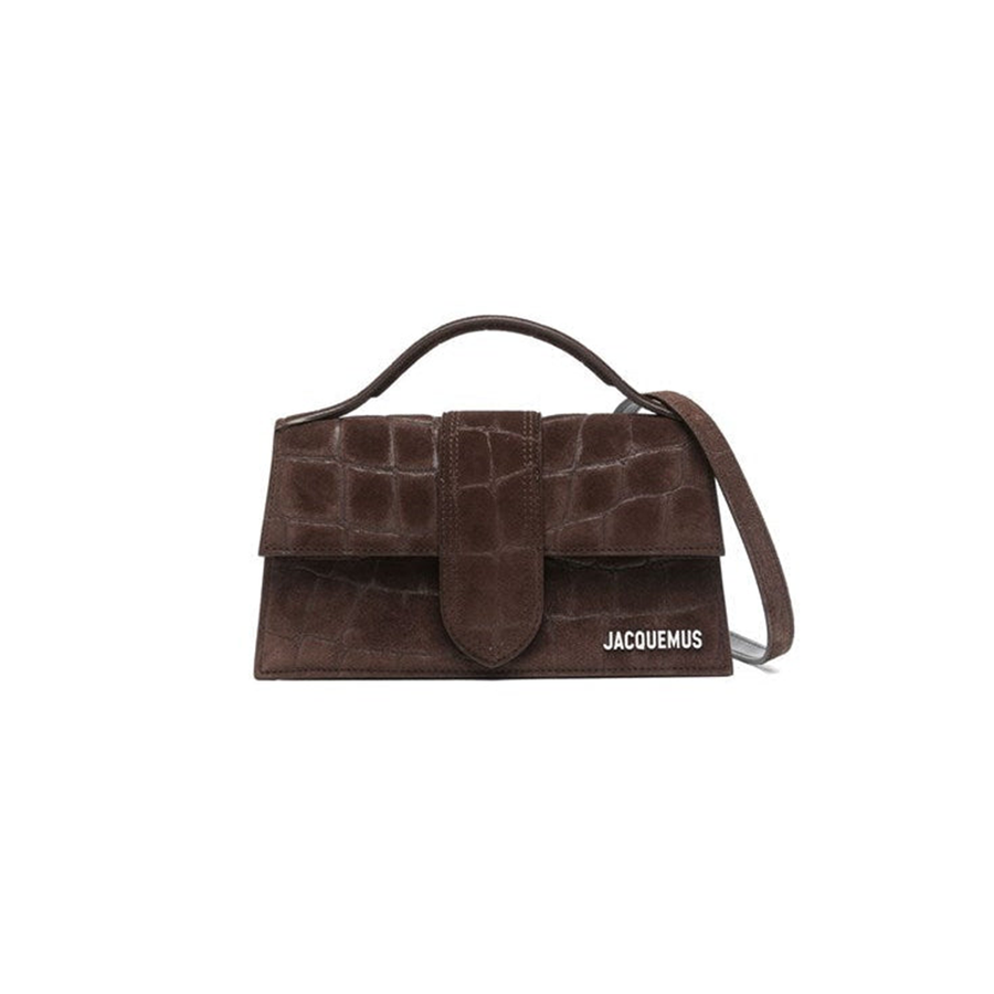 Jacquemus The Large Bambino Dark Brown Croco Bag