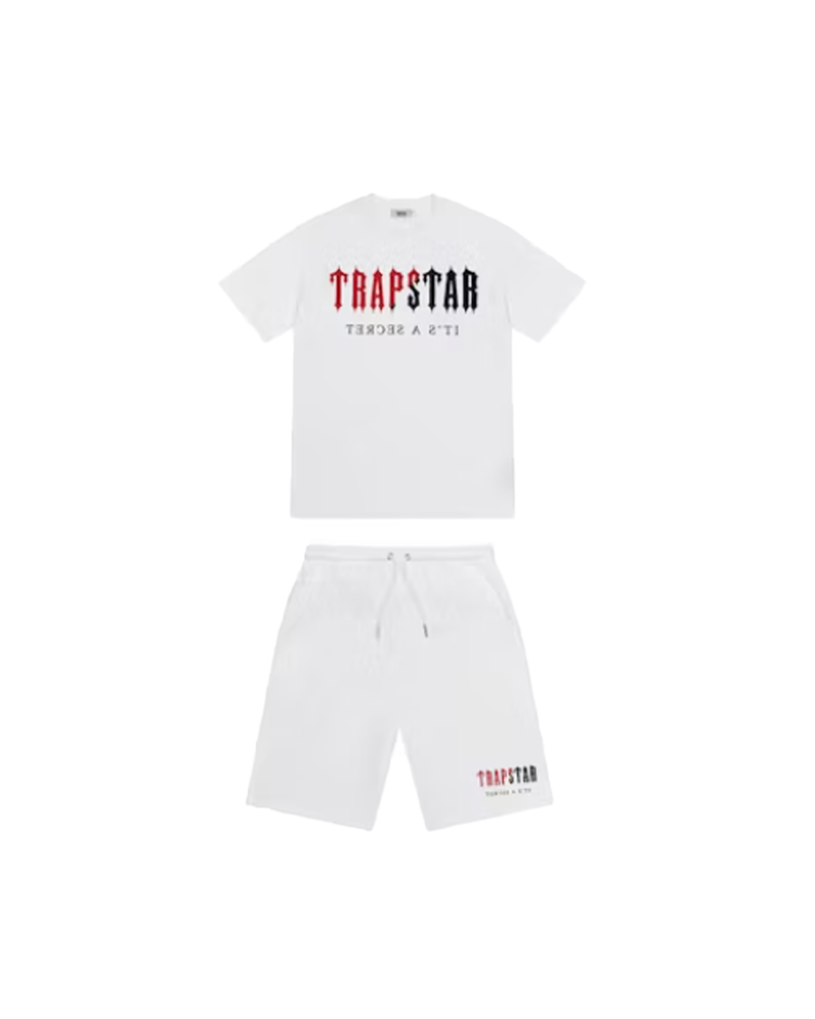 Trapstar Decoded Chenille Short Set (White/Red/Black)